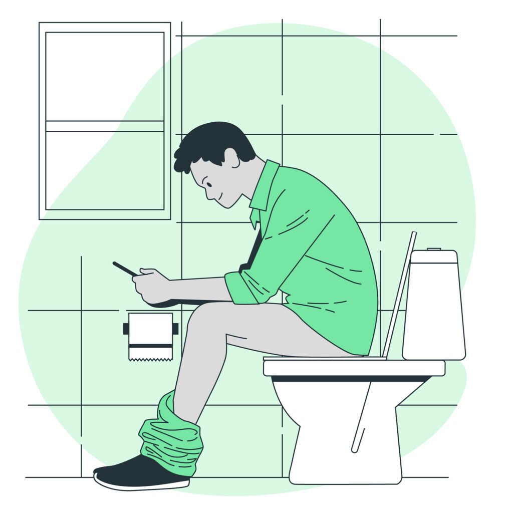 sitting on toilet too long illustration